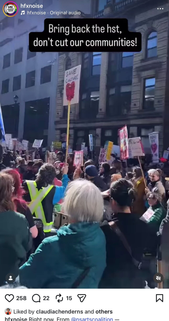 Claudia Chender liking a post about raising the HST